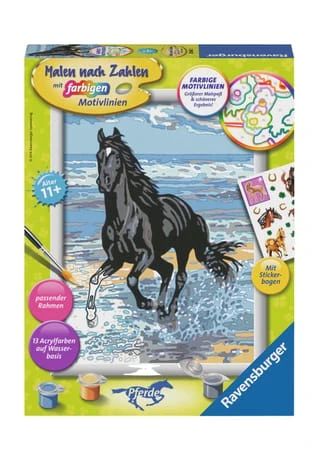 Ravensburger Malen Nach Zahlen "Pferd Am Strand", Inkl. Stickern BLAU/ SCHWARZ 3 Ravensburger Malen Nach Zahlen "Pferd Am Strand", Inkl. Stickern BLAU/ SCHWARZ