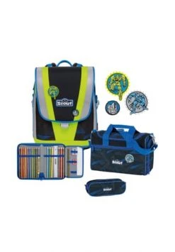 Scout® Schulranzen-Set Ultra Space, 4-teilig, Marine Black Dino 354