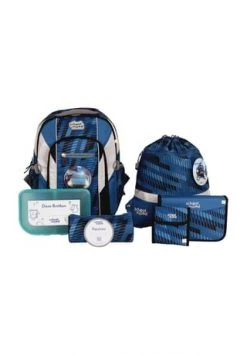 School Mood Schulrucksack-Set Loop Air+ "Matti (Polizei)", 7-teilig BLAU/ SILBER