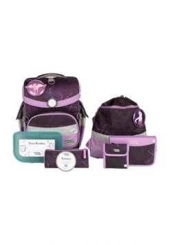School Mood Schulranzen-Set Timeless Air+ "Stella (Einhorn)", 7-teilig Lila