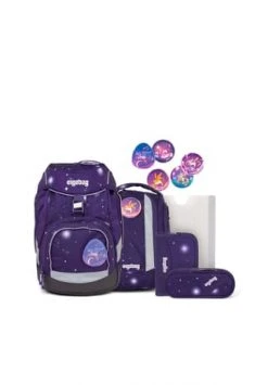 Ergobag Schulranzen-Set Pack "Bärgasus Glow", 6-teilig Dunkelblau, Schwarz